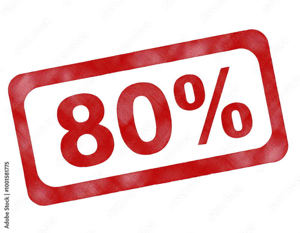 80% Stempel in roter farbe isoliert auf weißen Hintergrund, Freisteller 80% Stempel in roter farbe isoliert auf weißen Hintergrund, Freisteller