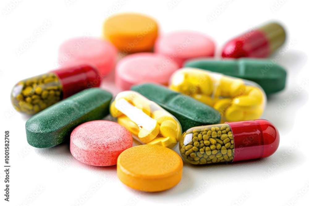 A collection of medication on a clean background A collection of medication on a clean background