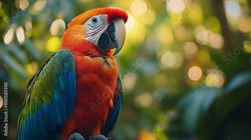 Parrot in the wild Beautiful extreme closeup Brazil : Generative AI photo