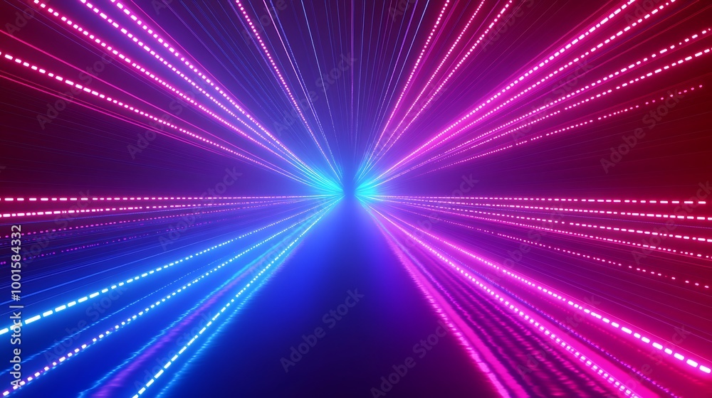 Abstract glowing lines with pink and blue neon light in a dark background. Abstract glowing lines with pink and blue neon light in a dark background.