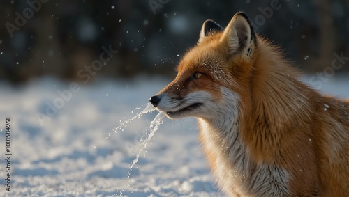 Fox sniffing the snow for prey.