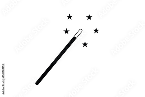 Magic wand icon, vector with stars. Magic wand silhouette, symbol. Vector illustration.