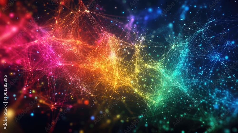 Fototapeta premium High-tech abstract data connections forming a digital web with vibrant colors