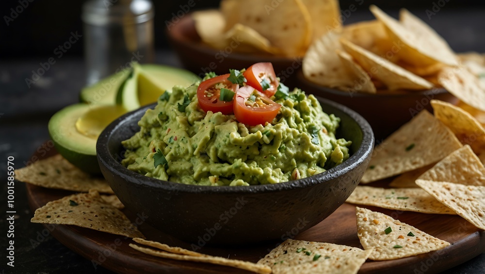 Fresh guacamole served with crispy tortilla chips. Fresh guacamole served with crispy tortilla chips.