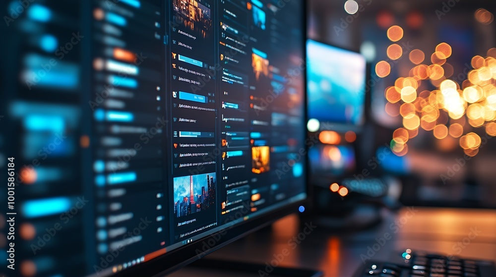 email menu on monitor screen : Generative AI email menu on monitor screen : Generative AI