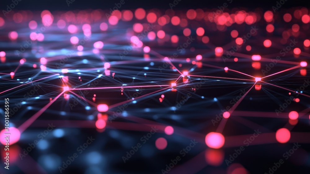 High-tech abstract technology connections with glowing nodes and data streams High-tech abstract technology connections with glowing nodes and data streams