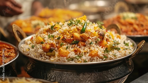 authentic Indian biryani, a delicious meal prepared with aromatic rice and traditional spices, delivering a rich and flavorful taste of Indian cuisine