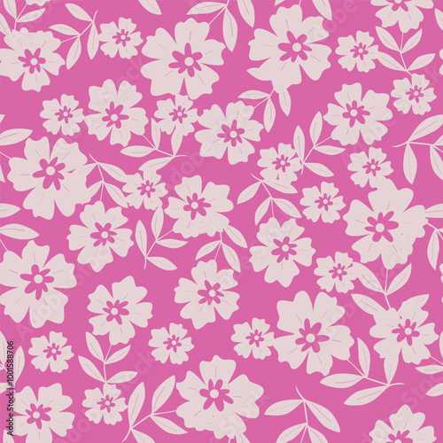 Wallpaper Mural Beautiful pattern with flowers and leaf. Floral vector illustration. Torontodigital.ca