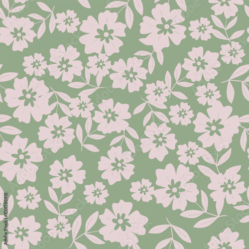 Wallpaper Mural Beautiful pattern with flowers and leaf. Floral vector illustration. Torontodigital.ca