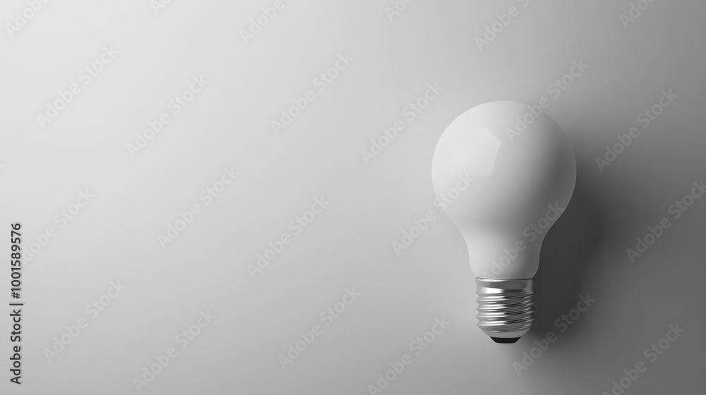 Modern lightbulb with a smooth white backdrop, ideal for text insertion Modern lightbulb with a smooth white backdrop, ideal for text insertion