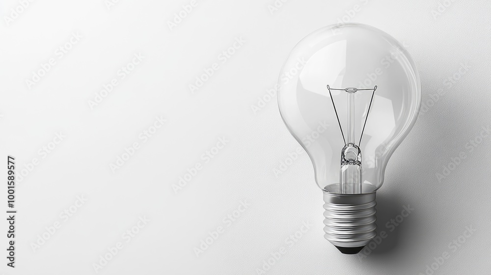 Modern lightbulb with a smooth white backdrop, ideal for text insertion Modern lightbulb with a smooth white backdrop, ideal for text insertion