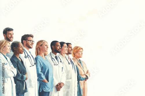 Diverse Medical Professionals in Line Artwork