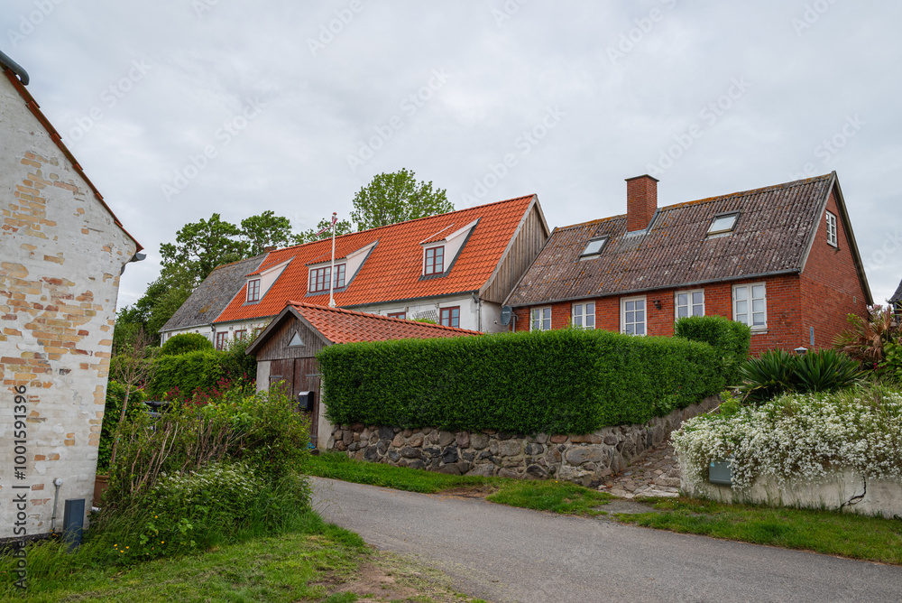 Buildings on island of Nyord in Denmark Buildings on island of Nyord in Denmark