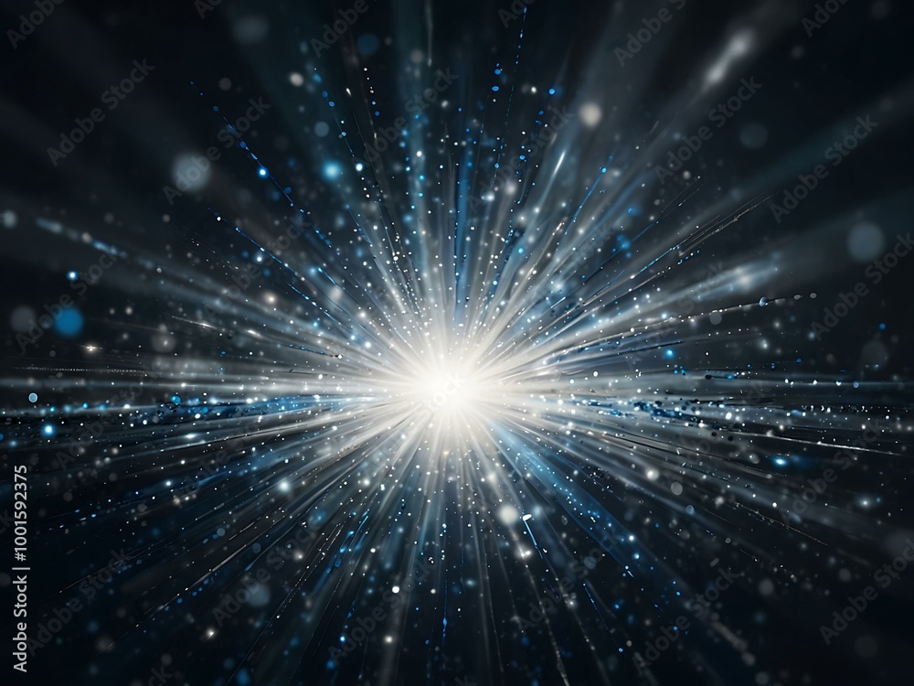 Glittering lights in silver, blue, and white with a bright burst of light. Glittering lights in silver, blue, and white with a bright burst of light.