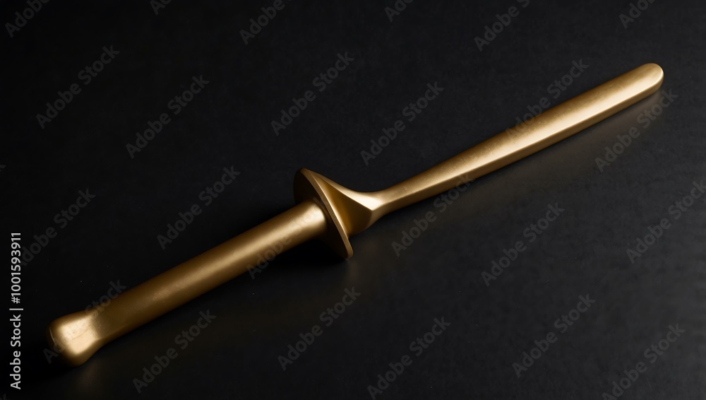 Golden spatula against a black backdrop. Golden spatula against a black backdrop.