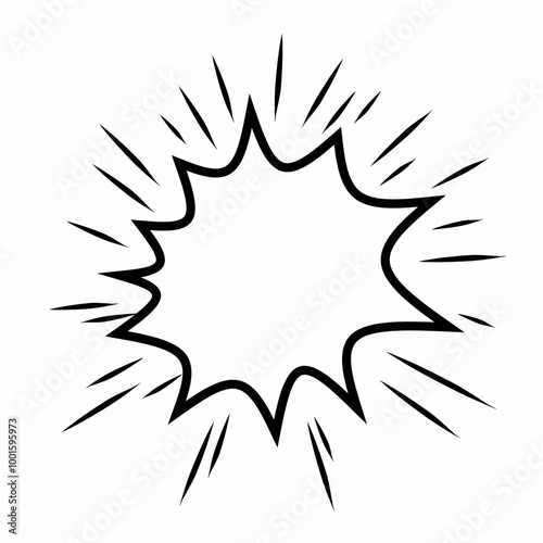 Abstract Explosion effect cartoon vector illustration black and white 