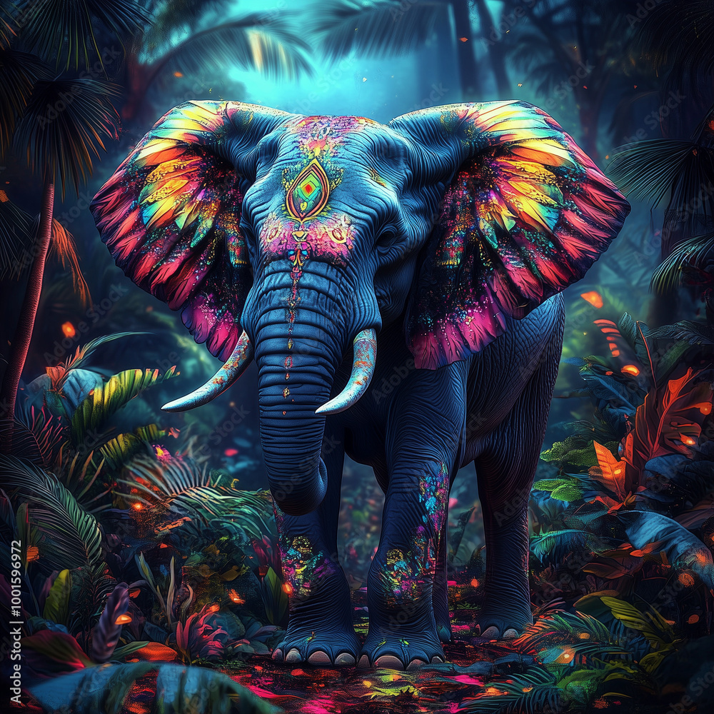 Obraz premium colorful elephant in the night