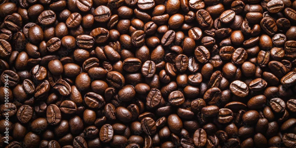 Naklejka premium Overhead view of backdrop representing halves of dark brown coffee beans with pleasant scent