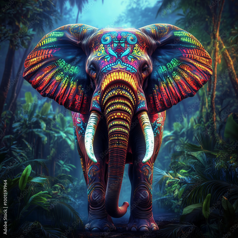 Obraz premium colorful elephant in the night
