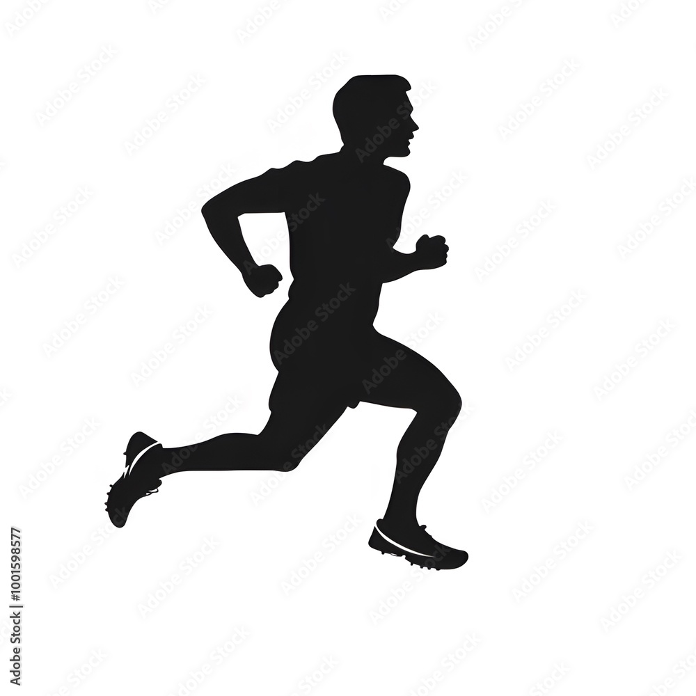 Black silhouette of a running athlete on a white background ai generative Black silhouette of a running athlete on a white background ai generative