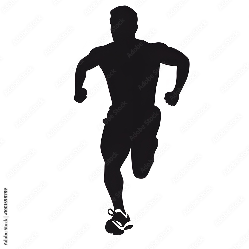 Black silhouette of a running athlete on a white background ai generative Black silhouette of a running athlete on a white background ai generative