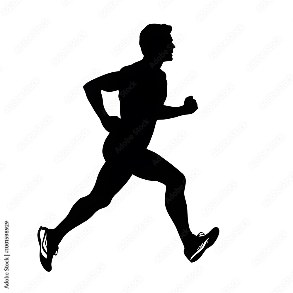 Obraz premium Black silhouette of a running athlete on a white background ai generative