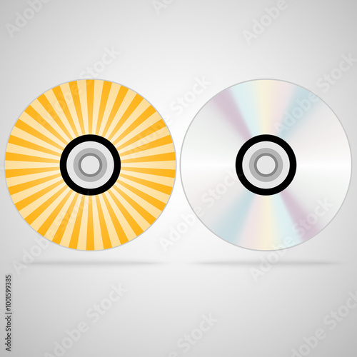 DVD or CD compact disk with print on grey background. stock vector illustration photo