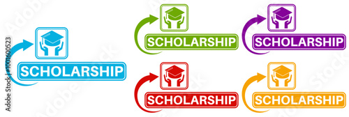 set elegant badge scholarship sign icon. Education subsidy symbol deign template vector illustration