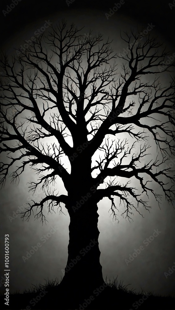 Haunted tree silhouette for spooky designs. Haunted tree silhouette for spooky designs.