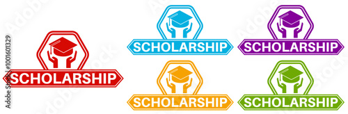 set elegant badge scholarship sign icon. Education subsidy symbol deign template vector illustration