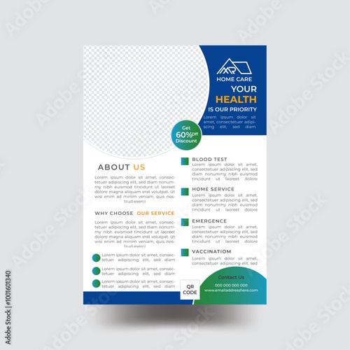Corporate healthcare and medical cover design template 
Medical social media post template. Modern banner design with blue color ribbon decoration and place for the photo. Suitable for social media.