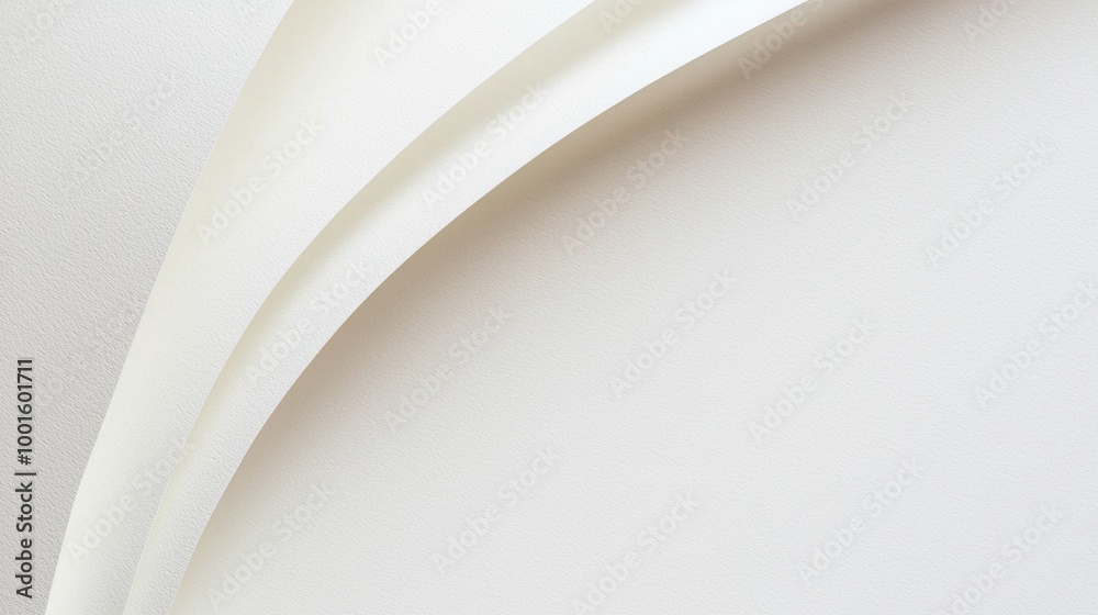 Obraz premium White paper sheet is creating an abstract minimalist background with soft shadows and curves. The texture of the paper is visible