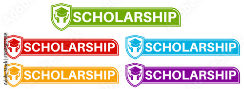 set sign scholarship icon. free education template banner labels sticker design vector illustration