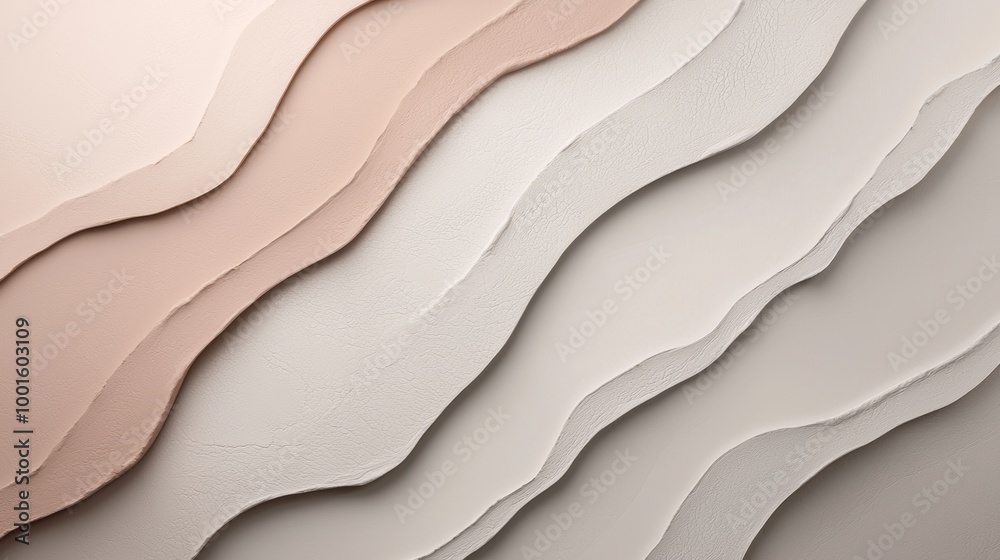 Obraz premium Modern and minimalist background featuring soft, wavy shapes in a soothing pastel color palette, creating a sense of elegance and tranquility