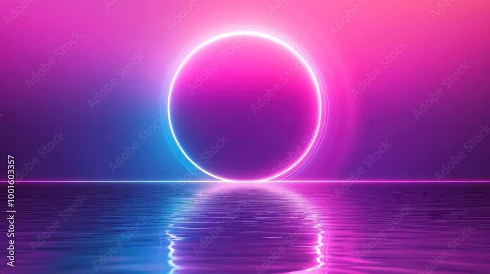 Neon Circle and Water Reflection Neon Circle and Water Reflection