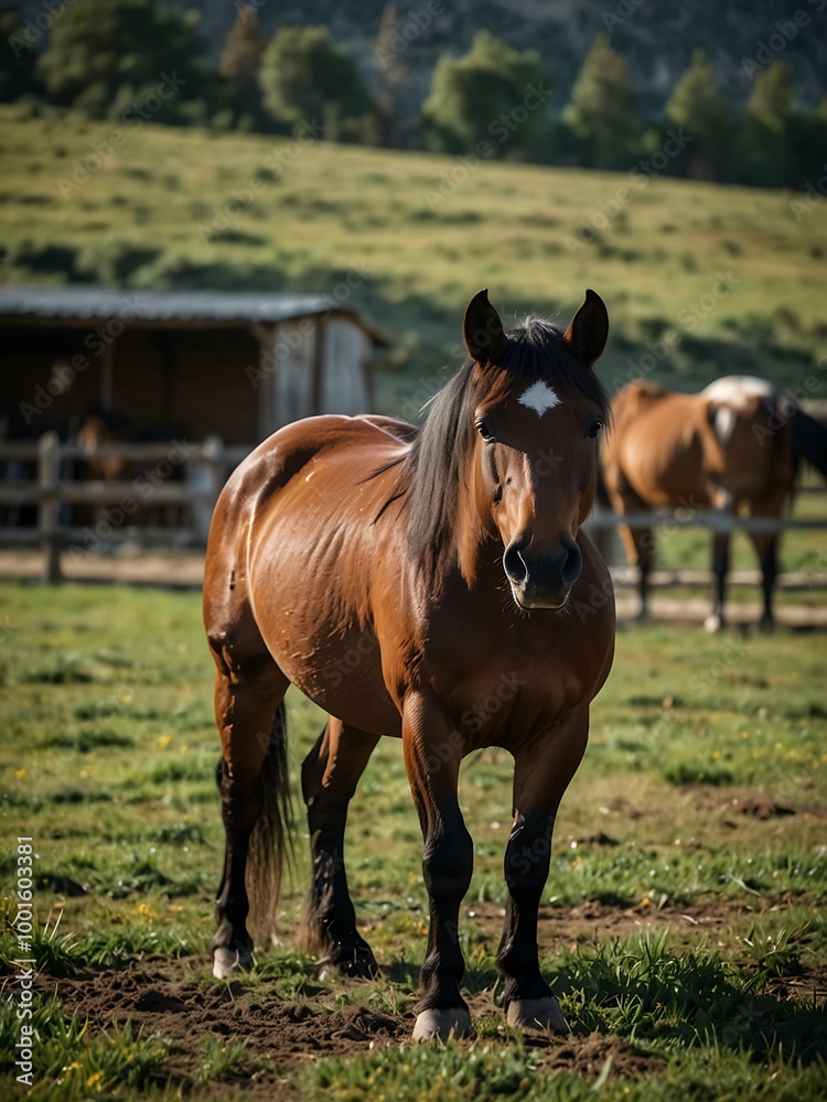 Horses roaming freely on a ranch. Horses roaming freely on a ranch.