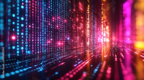 Wallpaper Mural 3d binary code matrix rendering, showcasing the overwhelming data flood and complex connectivity defining the digital age, with an emphasis on technology and innovation Torontodigital.ca