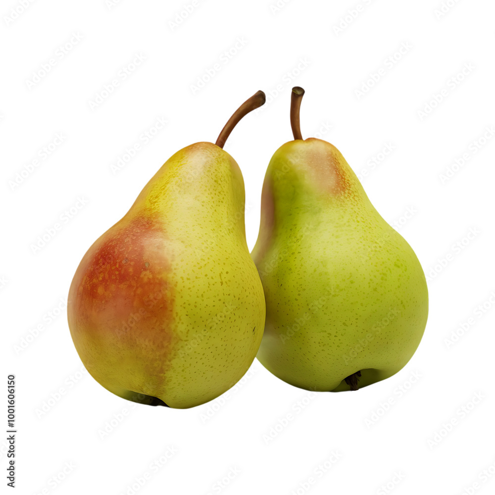 Fresh green pear fruit isolated on a transparent background by AI generative Fresh green pear fruit isolated on a transparent background by AI generative