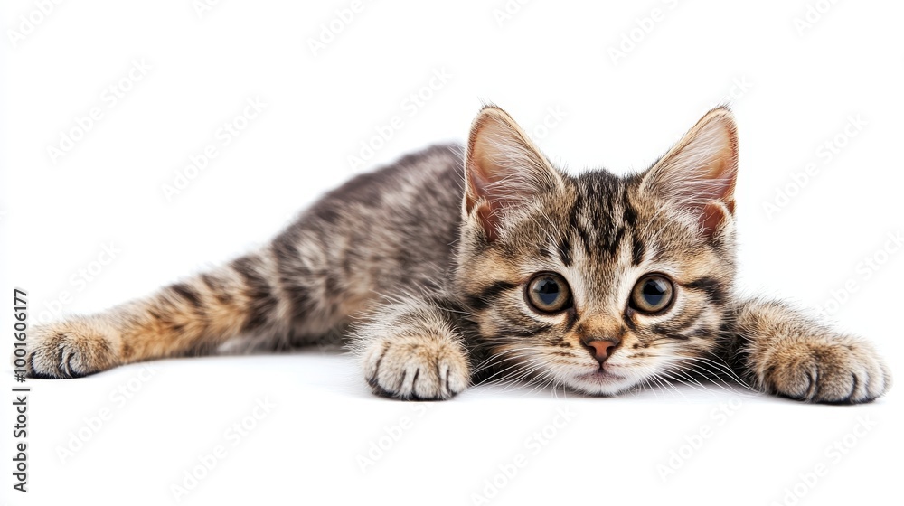 Obraz premium Cat isolated on white background composition