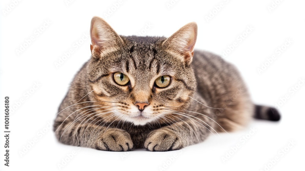 Fototapeta premium Cat isolated on white background composition