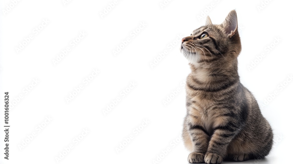 Fototapeta premium Cat isolated on white background composition