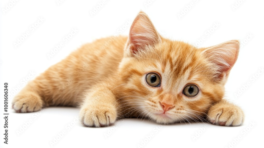 Obraz premium Cat isolated on white background composition