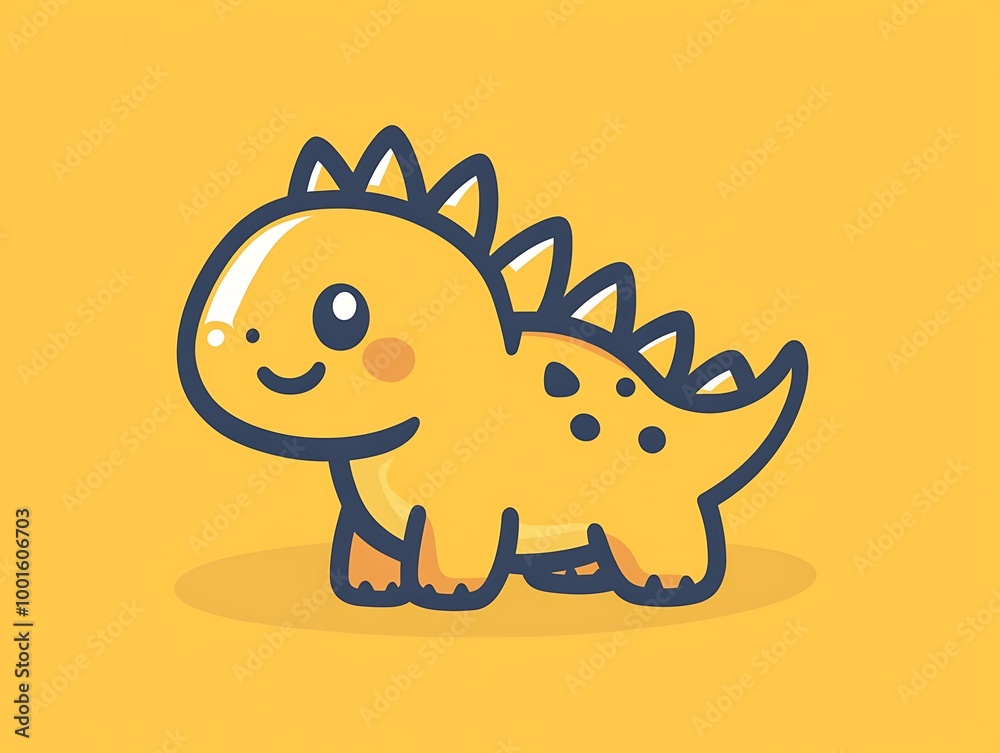 Fototapeta premium Cute Yellow Dinosaur Cartoon Illustration