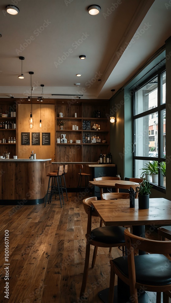 Interior of an event space and café. Interior of an event space and café.