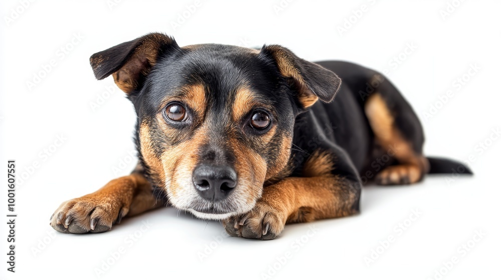 Obraz premium Dog isolated on white background composition