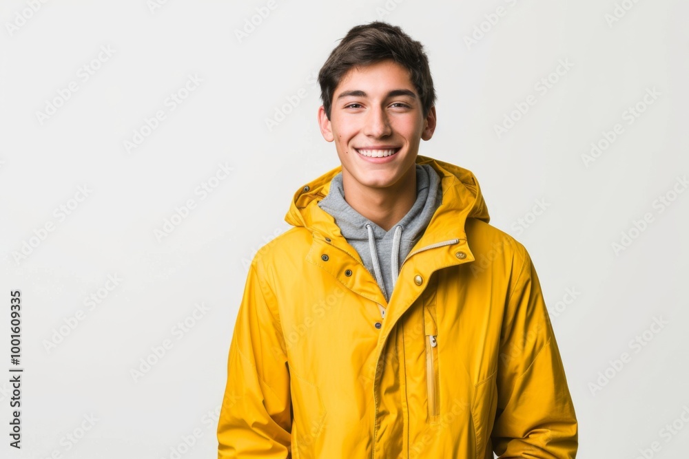 Smiling Young Man in Yellow Jacket - Casual Portrait Photography Smiling Young Man in Yellow Jacket - Casual Portrait Photography