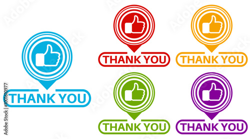 set thank you badge labels icon. likes symbol design template vector illustration