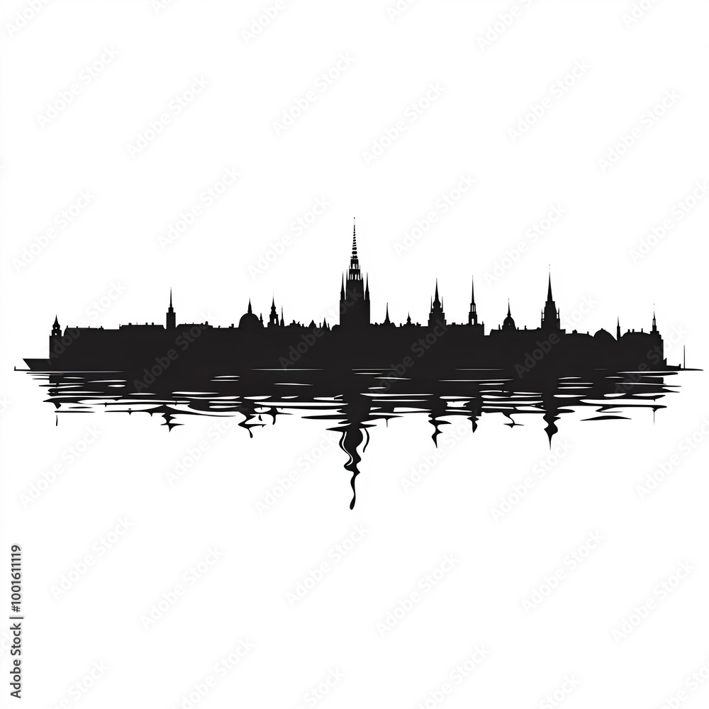 Naklejka premium Silhouette Of Stockholm, Illustration Isolated On White Background