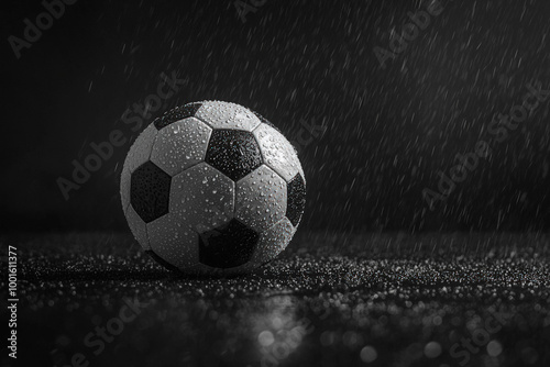 Soccer Ball On Black Backgr...