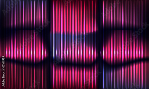 Background with colorful abstract shapes. The ribbed texture of the glass with an overlay of light highlights. Vector illustration..